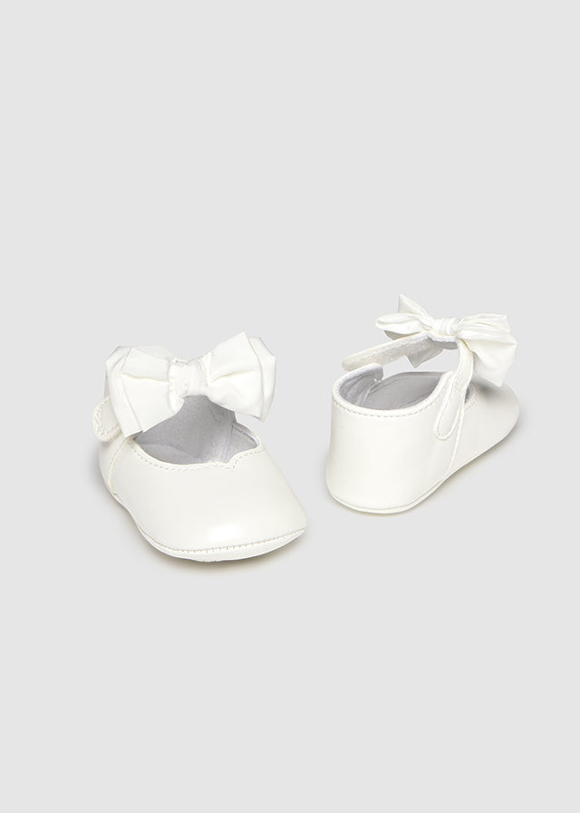 Baby Bow Mary Jane Shoes - Ecru - Wee Bee Baby Boutique