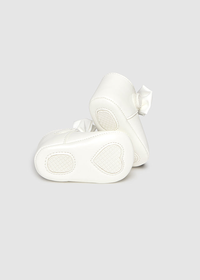 Baby Bow Mary Jane Shoes - Ecru - Wee Bee Baby Boutique