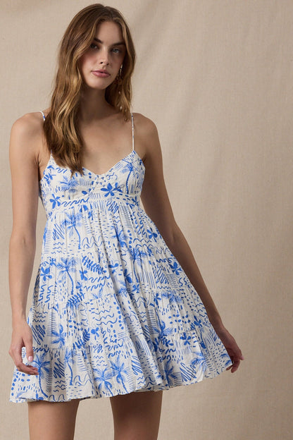 Allie Blue Floral Babydoll Mini Dress
