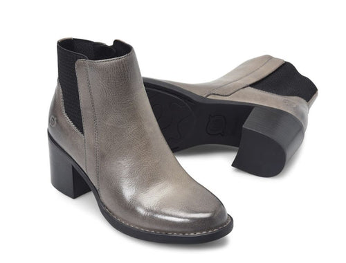 Born Women's Henni Grey Leather Monument Chelsea Ankle Boot BR0065422