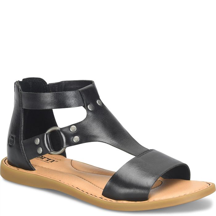Born Women's Indi Black Leather Gladiator Sandals BR0071103