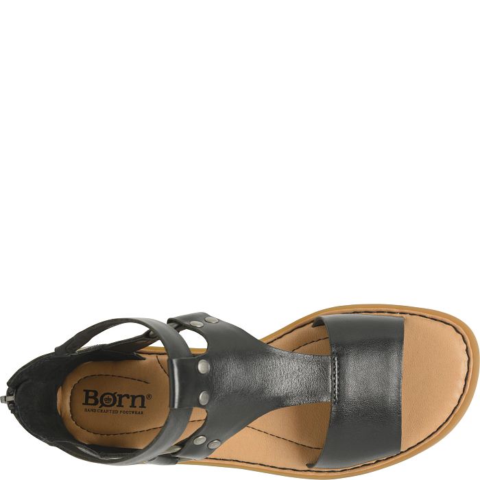 Born Women's Indi Black Leather Gladiator Sandals BR0071103