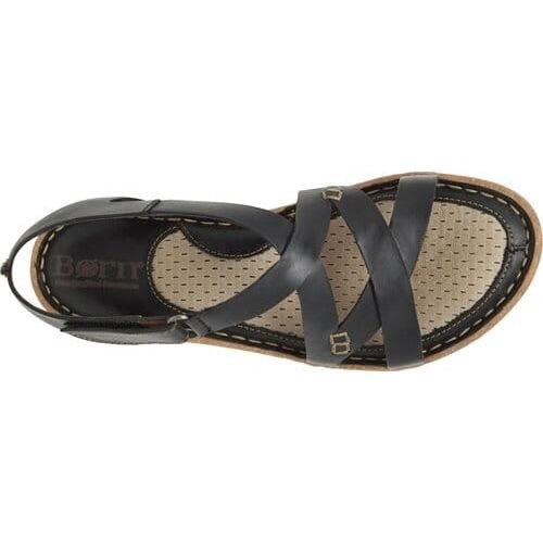 Born Women's Trinidad Sport Black Full Grain Leather Cross Strap Sandals BR0056803-BLK-Painted Cowgirl Western Store