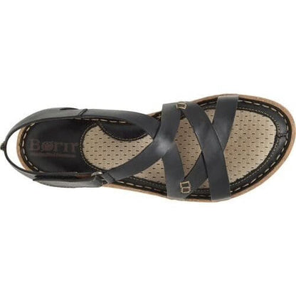 Born Women's Trinidad Sport Black Full Grain Leather Cross Strap Sandals BR0056803-BLK-Painted Cowgirl Western Store
