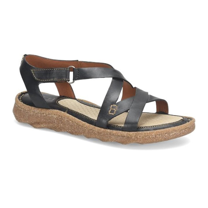Born Women's Trinidad Sport Black Full Grain Leather Cross Strap Sandals BR0056803-BLK