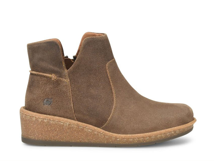 Born Women's Viv Taupe Distressed Suede Leather Wedge Ankle Boot Bootie BR0062255