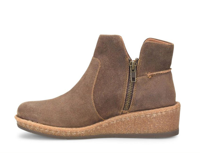 Born Women's Viv Taupe Distressed Suede Leather Wedge Ankle Boot Bootie BR0062255