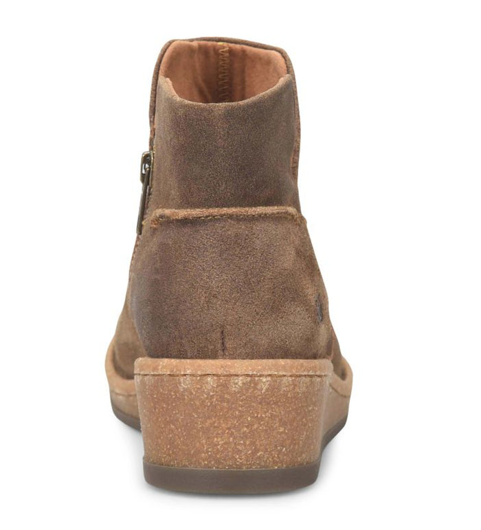 Born Women's Viv Taupe Distressed Suede Leather Wedge Ankle Boot Bootie BR0062255