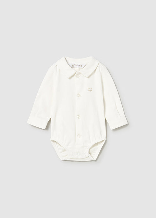 Boy Collared Shirt Bodysuit - White - Wee Bee Baby Boutique