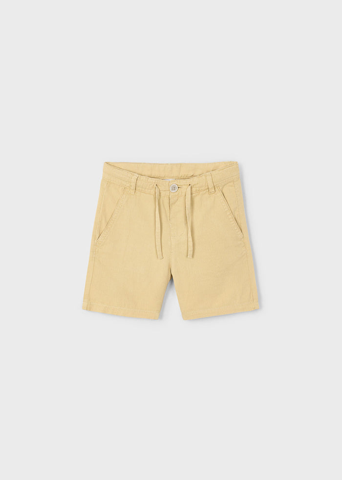 Boy Drawstring Linen Shorts - Biscuit - Wee Bee Baby Boutique