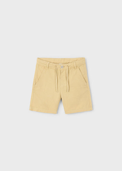 Boy Drawstring Linen Shorts - Biscuit - Wee Bee Baby Boutique