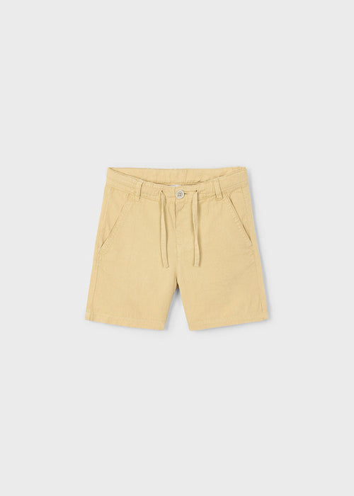 Boy Drawstring Linen Shorts - Biscuit - Wee Bee Baby Boutique
