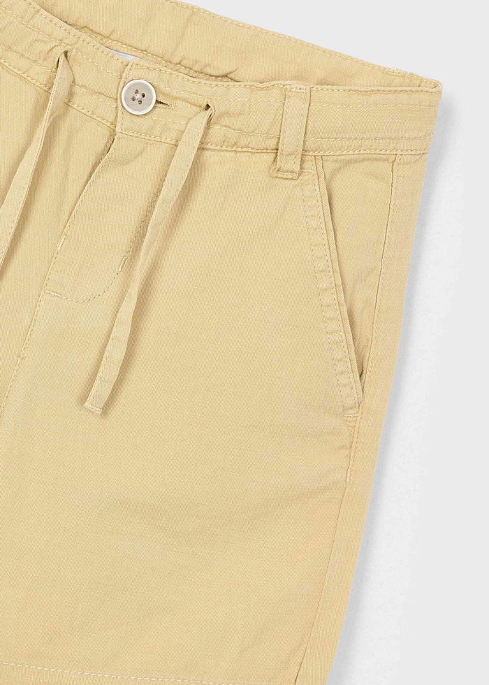 Boy Drawstring Linen Shorts - Biscuit - Wee Bee Baby Boutique