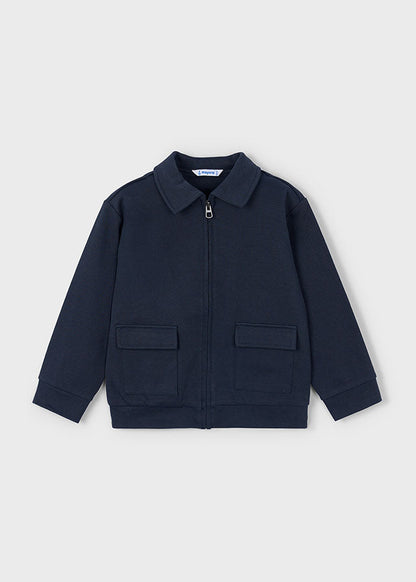 Boy Polo Collared Knit Jacket - Navy - Wee Bee Baby Boutique