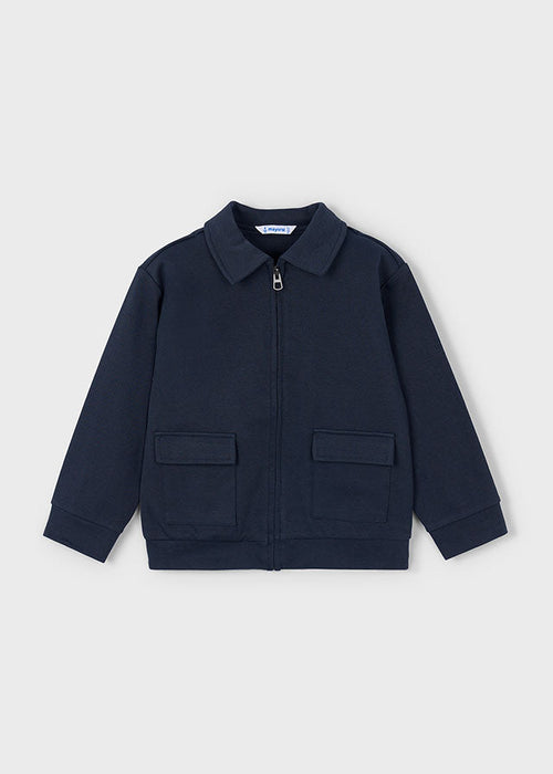 Boy Polo Collared Knit Jacket - Navy - Wee Bee Baby Boutique