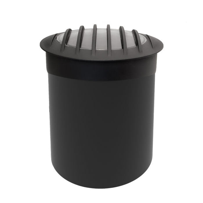 Brilliance - Black Diamond PAR36 Well Light w Flat Grate (No Lamp) - BD-WL-PAR36-FLAT-GR-BK-NL