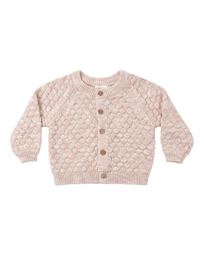 Bubble Knit Cardigan || Dusty Rose Speckle - Wee Bee Baby Boutique