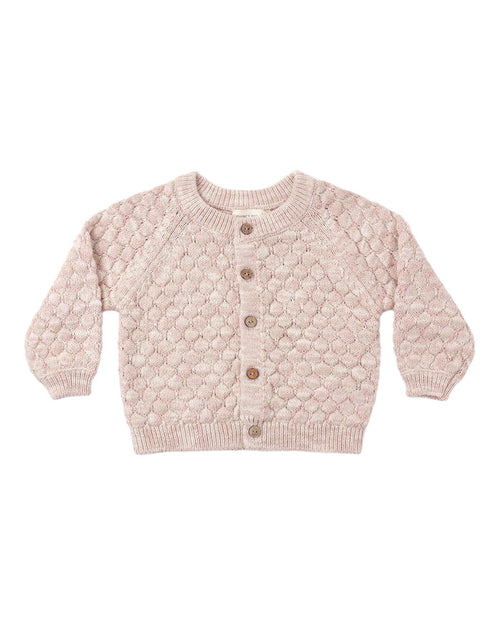 Bubble Knit Cardigan || Dusty Rose Speckle - Wee Bee Baby Boutique