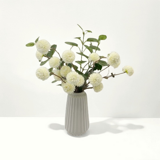 Bulk 16" Ivory White Pompon Mum Arrangement In Ceramic Vase Wholesale