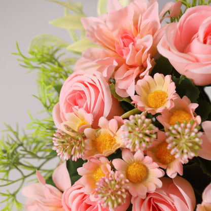 Bulk 9" Free-Form Bridal Bouquet in Soft Pink Rose Dahlia and Daisy Bouquet Wholesale