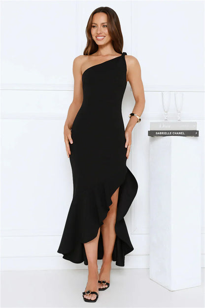 Go To Girl One Shoulder Maxi Dress Black