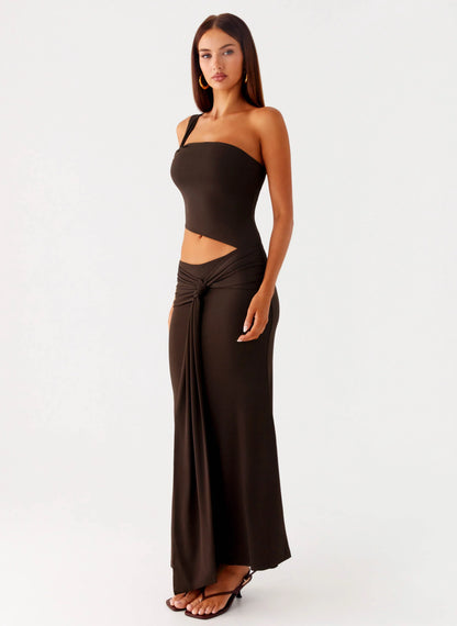 Luara Cut Out Maxi Dress - Chocolate