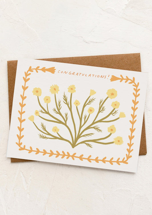 A chamomile print card reading "Congratulations!".