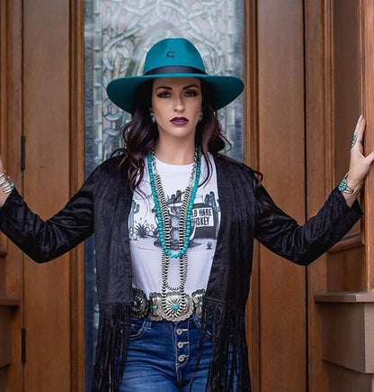 Charlie 1 Horse Women's Highway Teal Wool Western Fashion Cowgirl Hat CWHIWA-403678-Painted Cowgirl Western Store
