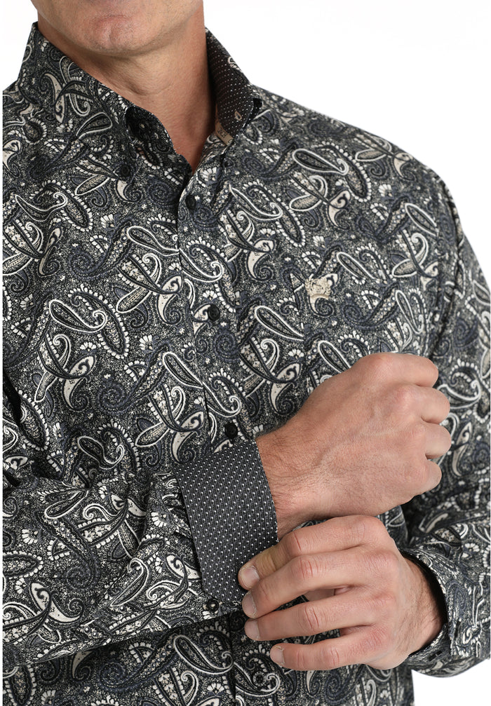 Cinch Men's Black Paisley Button Long Sleeve Western Shirt MTW1105791