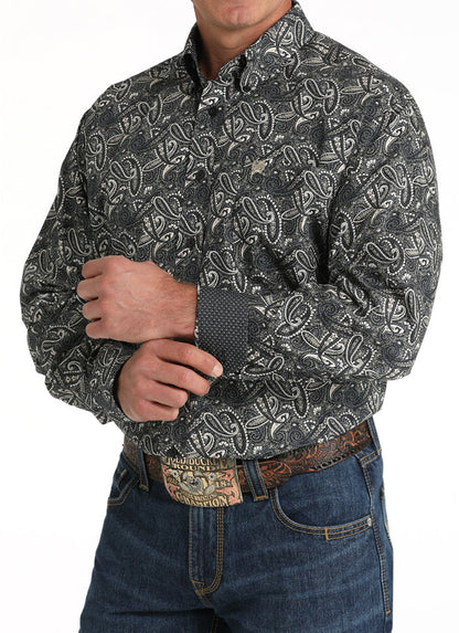 Cinch Men's Black Paisley Button Long Sleeve Western Shirt MTW1105791
