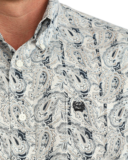 Cinch Men's Cream Paisley Classic Fit Button Long Sleeve Western Shirt MTW1106154