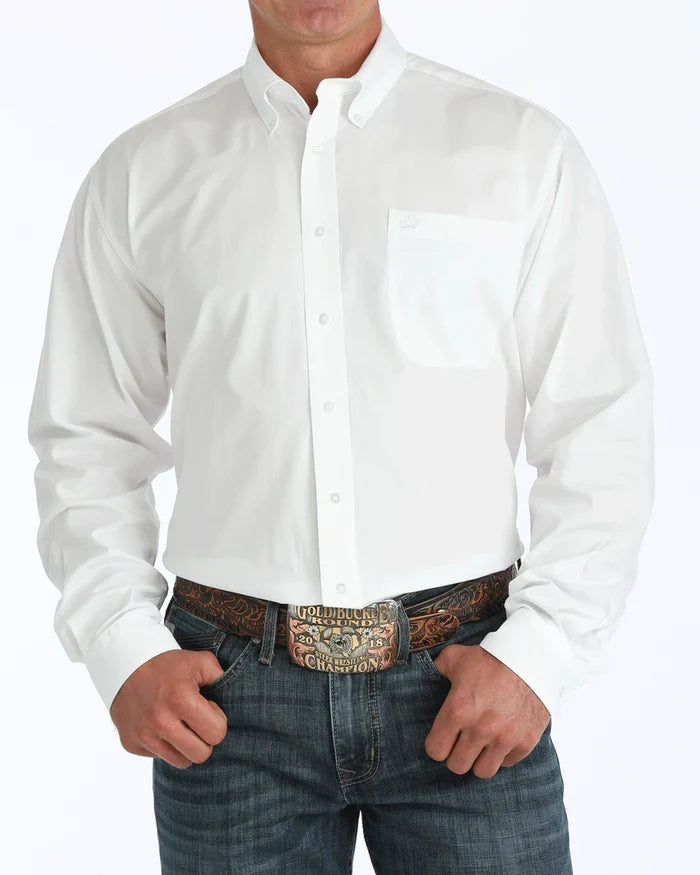Cinch Men's Solid White Classic Fit Button Down Long Sleeve Western Shirt MT10320020 MT1032020X