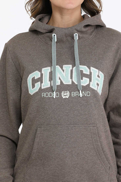 Cinch Women's Heather Brown Embroidered Logo Rodeo Brand Western Hoodie MAK7914002