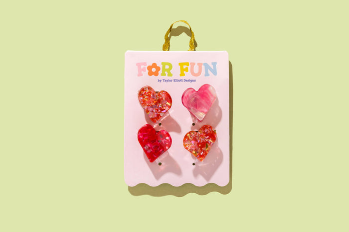 Claw Hair Clip Set - Mini, Assorted Hearts - Wee Bee Baby Boutique