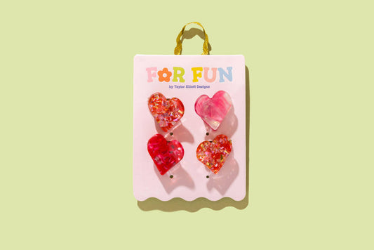 Claw Hair Clip Set - Mini, Assorted Hearts - Wee Bee Baby Boutique