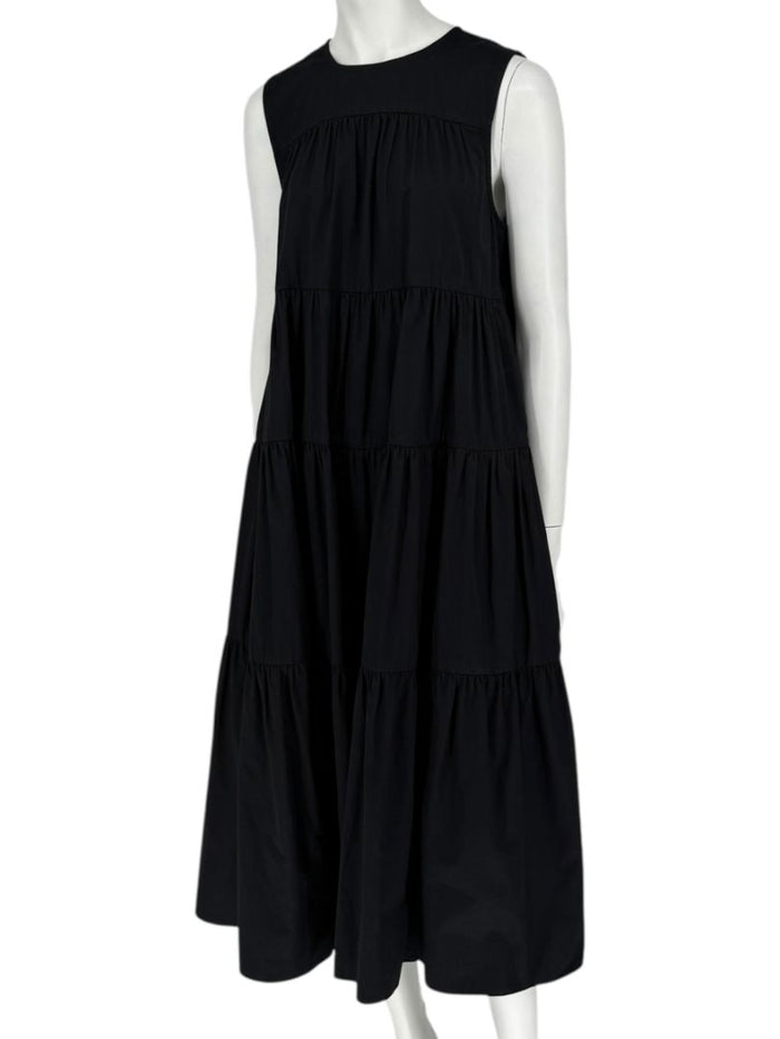CO Essentials Black Tiered Sleeveless Midi Dress – Size M