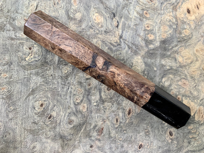 Custom Japanese Knife handle (wa handle) for 165-210 -  Spalted Walnut and horn