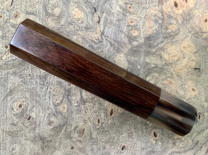 Custom Japanese Knife handle (wa handle)  for 240mm -  Straight grain Brazilian Rosewood and marbled horn