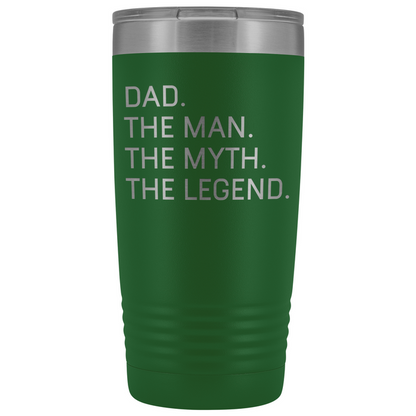 Dad Gifts Dad The Man The Myth The Legend Stainless Steel Vacuum Travel Mug Insulated Tumbler 20oz $31.99 | Green Tumblers