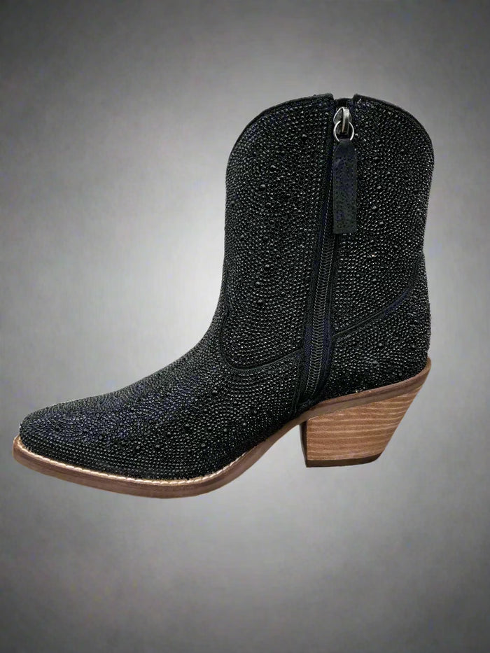 Dingo Women's Black Rhinestone Cowgirl Ankle Booties Fashion Boots DI577-BLK