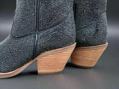 Dingo Women's Black Rhinestone Cowgirl Ankle Booties Fashion Boots DI577-BLK