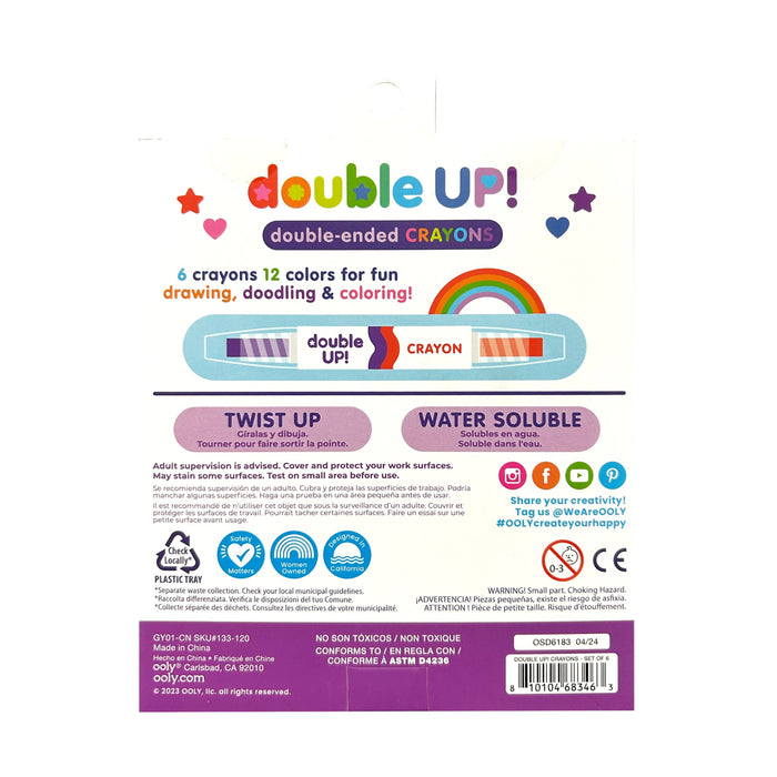 Double Up!: Double-Ended Crayons (Set of 6 Crayons / 12 Colors) - Wee Bee Baby Boutique