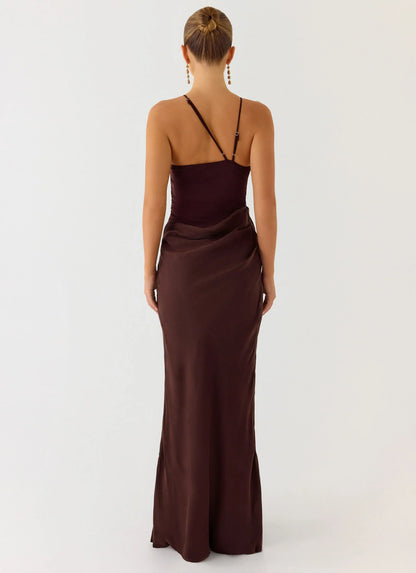 Pristin Cupro Maxi Dress - Cool Chocolate