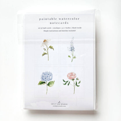 Emily Lex Garden Flowers Paintable Notecards - Pine & Moss