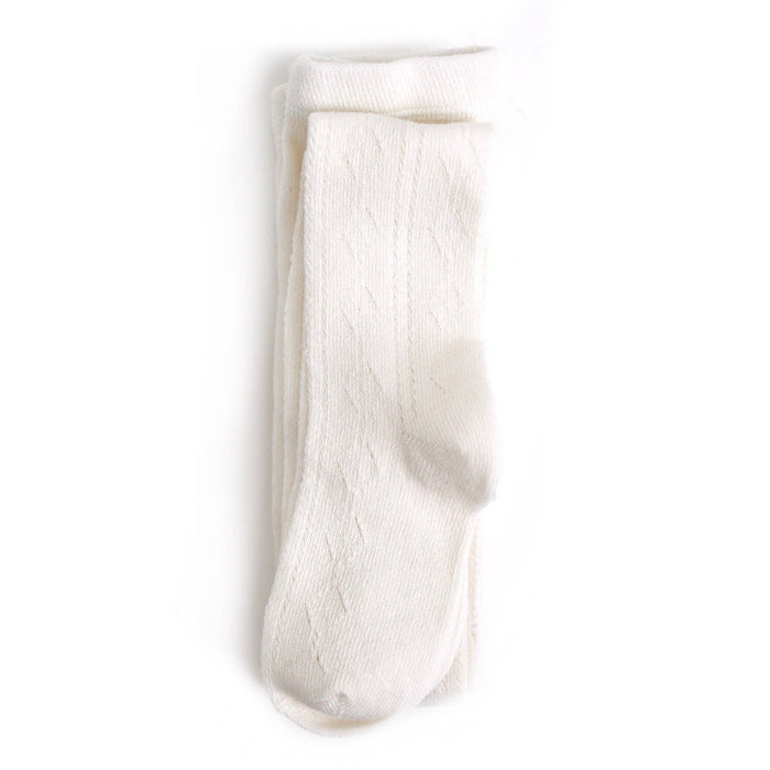 Fancy Knit Tights - Ivory - Wee Bee Baby Boutique