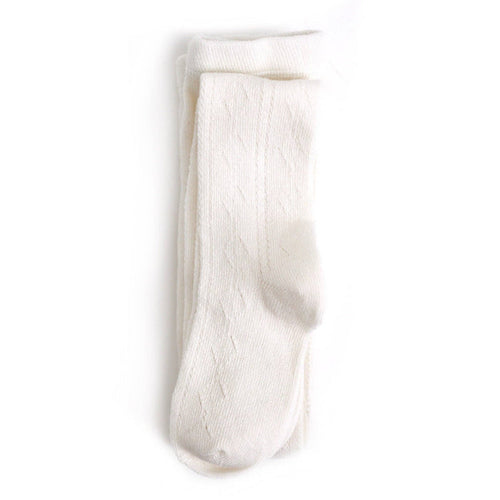 Fancy Knit Tights - Ivory - Wee Bee Baby Boutique
