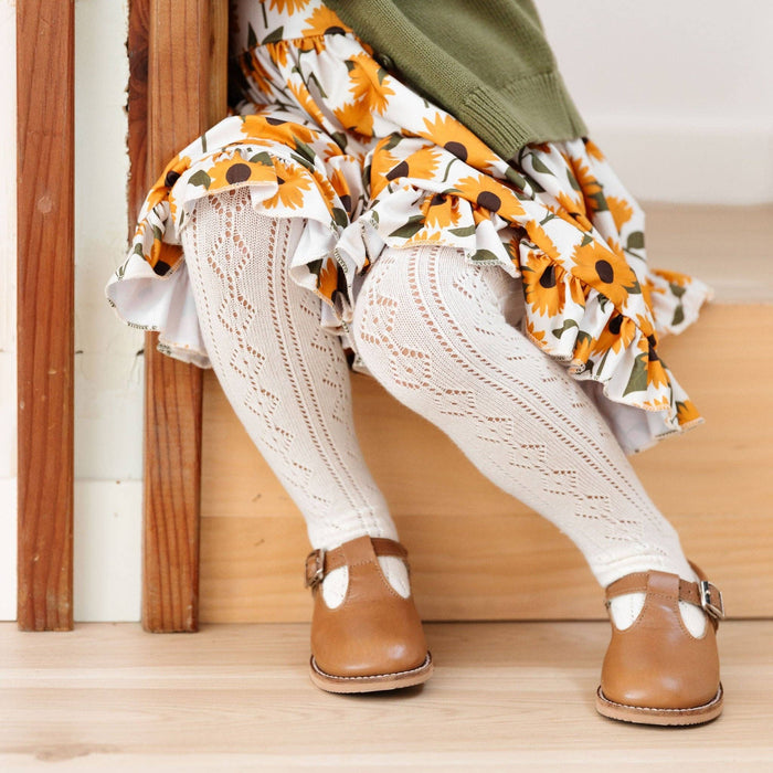 Fancy Knit Tights - Ivory - Wee Bee Baby Boutique