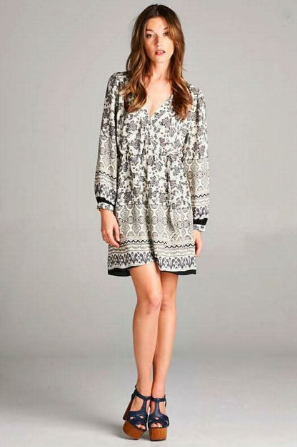 All Out Taupe Floral Wrap Mini Dress