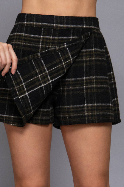 Front Wrap Plaid Short