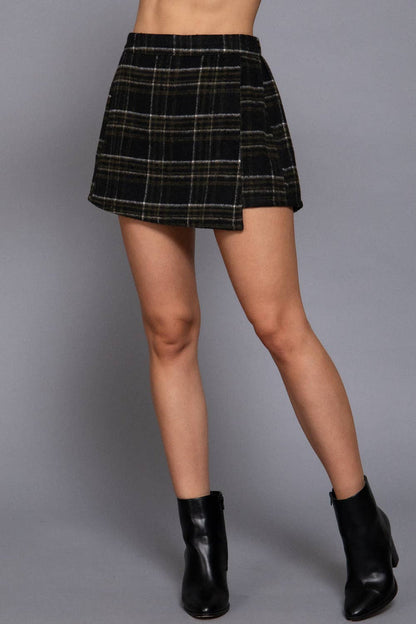 Front Wrap Plaid Short